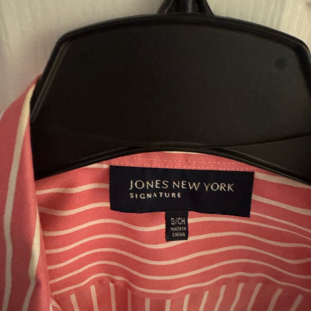 Jones New York Pink and White Striped Top